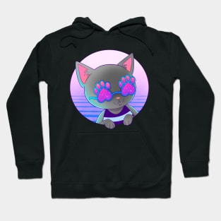 Aesthetic Cat with Paw Sunglasses Hoodie